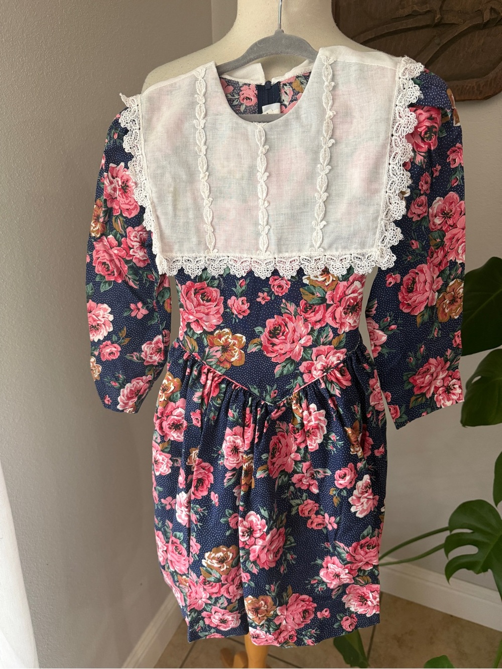 Vintage Jayne Copeland Girls Floral Sailor Collar Dress Size 6X